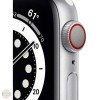 Apple Watch Series 6 44mm, Silver Stainless Steel, Black Sport Band, GPS, Cellular, A2376