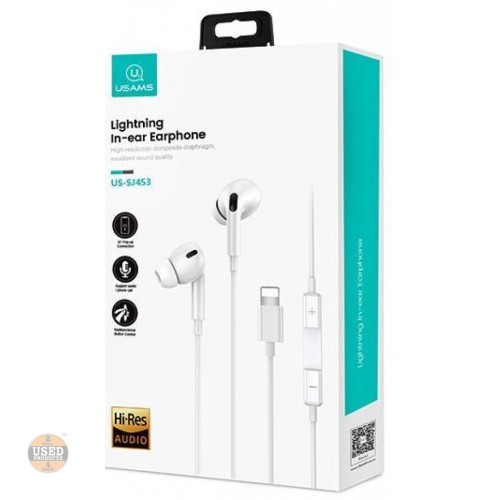 Casti audio In-Ear Usams EP-41, US-SJ453, Microfon, Lightning, 1.2m